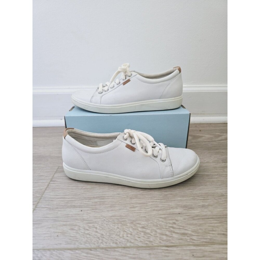 Ecco White Sneakers with Tan Accent